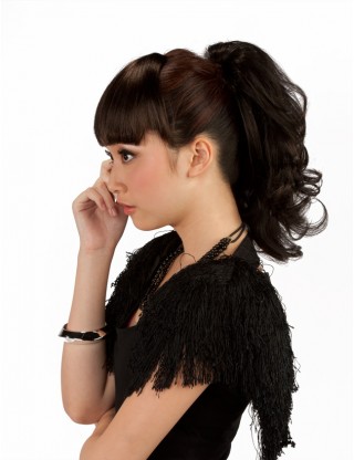 Wigs2you 馬尾 時尚爪夾式馬尾 梨花卷髪馬尾辮子 假髪綁式短卷馬尾蓬松逼真自然WS-5004-SS Black